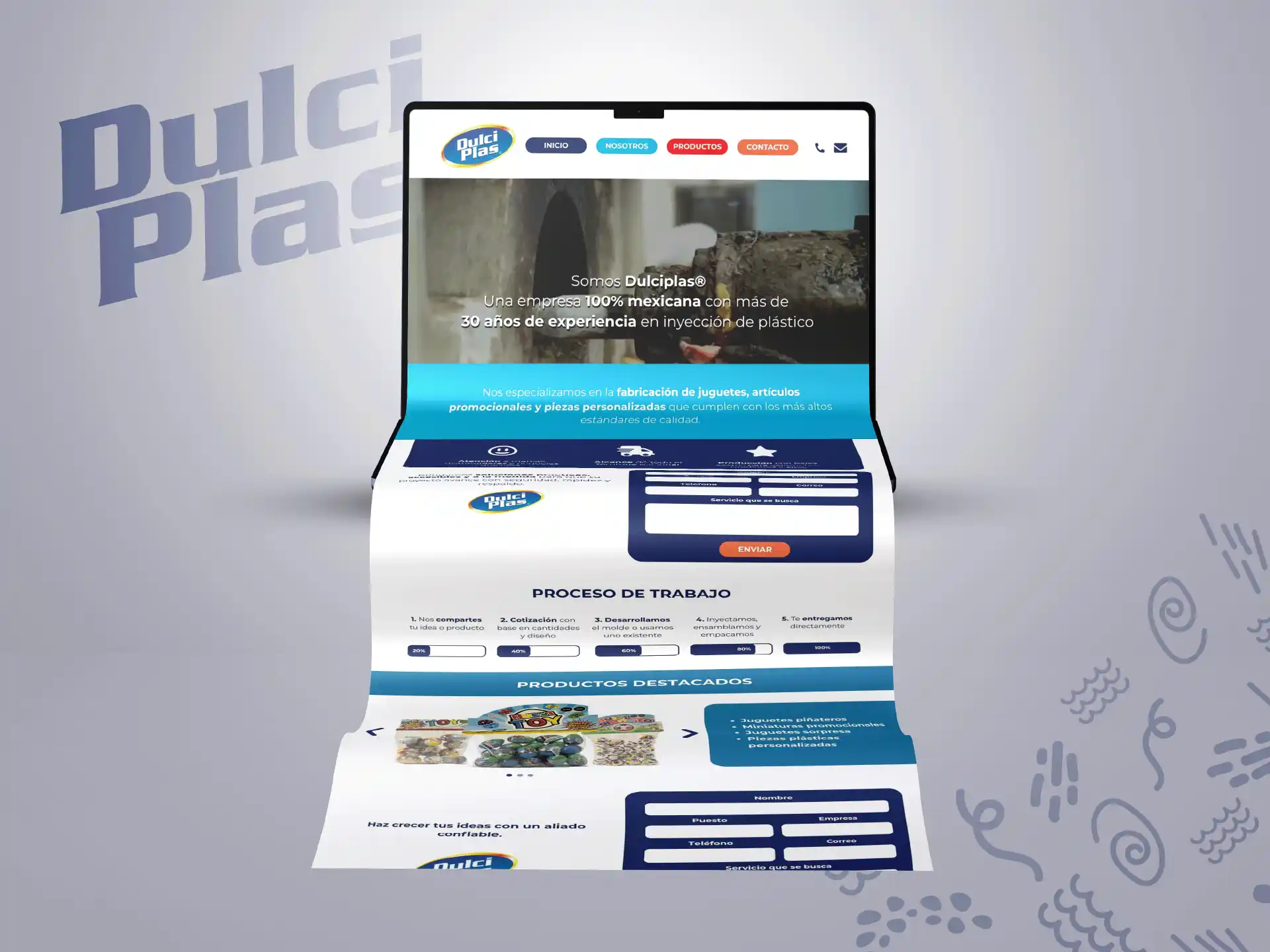 Mockup del diseño web de Dulciplas
