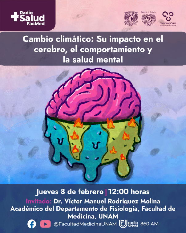 Cartel ilustrado sobre cambio climático y salud mental