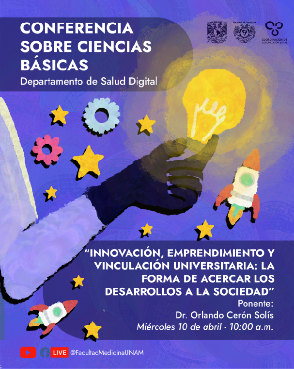Cartel ilustrado sobre innovación y salud digital
