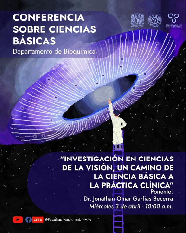 Cartel ilustrado sobre investigación en ciencias de la visión