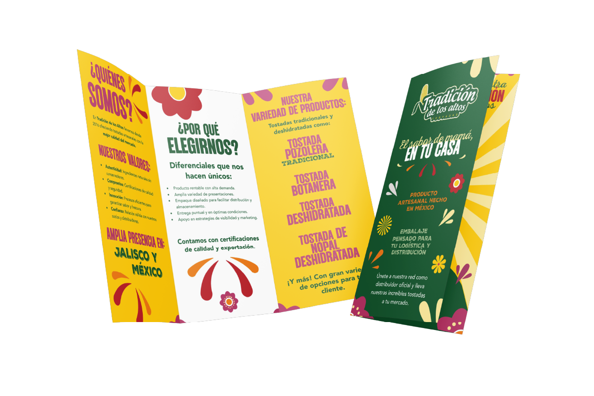 Diseño de tríptico de Tradición de los Altos